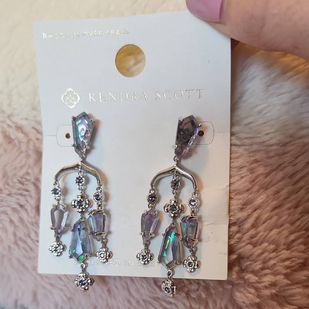 Kendra Scott Silver Earrings with Iridescent Accents